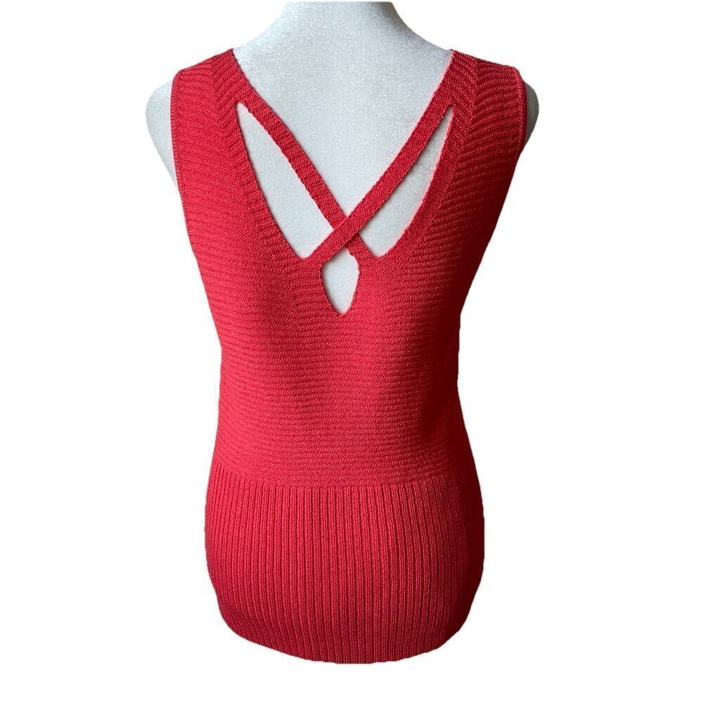 St. John Sport Marie Gray  Sleeveless Shell Knit Ribbed  Sweater Size P
